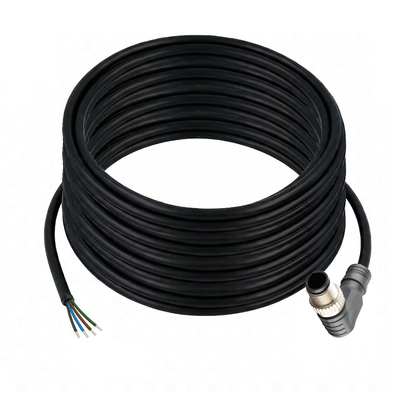 CB12.4-15.32 ELCO SINGLE ENDED MICRO CABLE, 4 PIN M12 MALE ELBOW PVC BLACK 22 AWG 15M