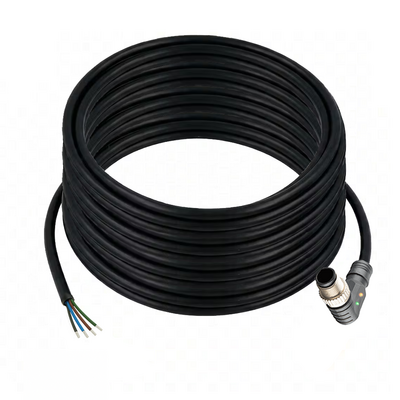 CB12.4-15.32/L/P ELCO SINGLE ENDED MICRO CABLE, 4 PIN M12 MALE ELBOW PUR BLACK 22 AWG 15M PNP LED