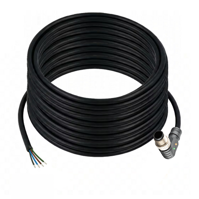 CB12.5-20.32/L/P ELCO SINGLE ENDED MICRO CABLE, 5 PIN M12 MALE ELBOW PUR BLACK 22 AWG 20M PNP LED