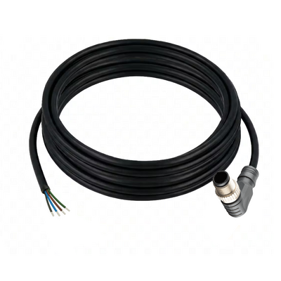 CB12.4-5.32 ELCO SINGLE ENDED MICRO CABLE, 4 PIN M12 MALE ELBOW PVC BLACK 22 AWG 5M