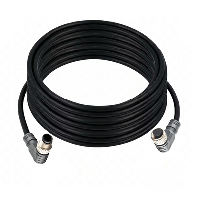 CBO12.4-10.32-CB12.4/P ELCO DOUBLE ENDED PATCH CABLE, 4 PIN M12 F/M ELBOW 10M PUR BLACK 22 AWG