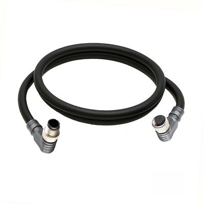 CBO12.4-1.32-CB12.4/P ELCO DOUBLE ENDED PATCH CABLE, 4 PIN M12 F/M ELBOW 1M PUR BLACK 22 AWG