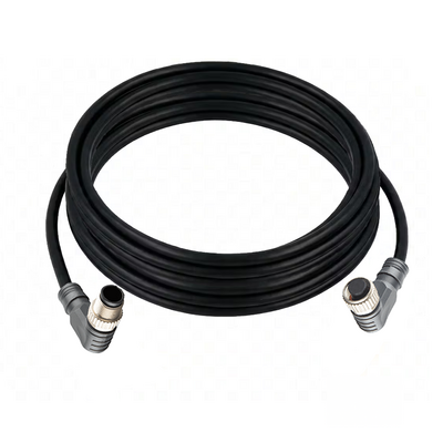 CBO12.4-5.32-CB12.4/P ELCO DOUBLE ENDED PATCH CABLE, 4 PIN M12 F/M ELBOW 5M PUR BLACK 22 AWG