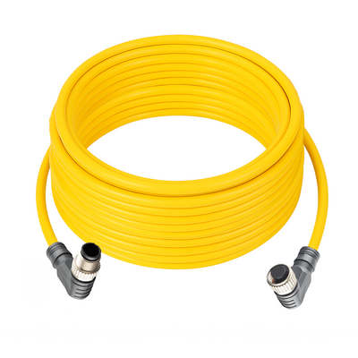 CBO12.4-10.33-CB12.4/P ELCO DOUBLE ENDED PATCH CABLE, 4 PIN M12 F/M ELBOW 10M PUR YELLOW 22 AWG