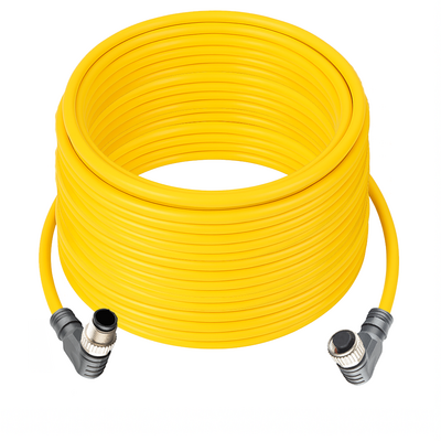 CBO12.4-20.33-CB12.4/P ELCO DOUBLE ENDED PATCH CABLE, 4 PIN M12 F/M ELBOW 20M PUR YELLOW 22 AWG