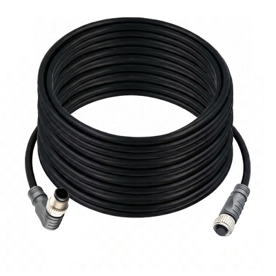 CO12.4-20.32-CB12.4/P ELCO DOUBLE ENDED PATCH CABLE, 4 PIN M12 F/M STR/ELB 20M PUR BLACK 22 AWG