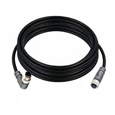 CO12.4-5.32-CB12.4/P ELCO DOUBLE ENDED PATCH CABLE, 4 PIN M12 F/M STR/ELB 5M PUR BLACK 22 AWG