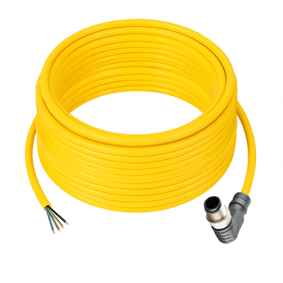 CB12.4-15.33 ELCO SINGLE ENDED MICRO CABLE, 4 PIN M12 MALE ELBOW PVC YELLOW 22 AWG 15M