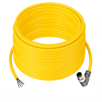 CB12.5-20.33/L/P ELCO SINGLE ENDED MICRO CABLE, 5 PIN M12 MALE ELBOW PUR YELLOW 22 AWG 20M PNP LED
