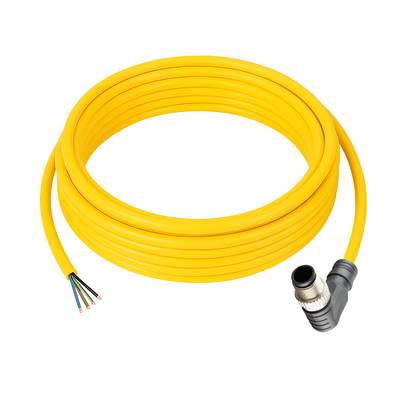 CB12.4-5.33 ELCO SINGLE ENDED MICRO CABLE, 4 PIN M12 MALE ELBOW PVC YELLOW 22 AWG 5M