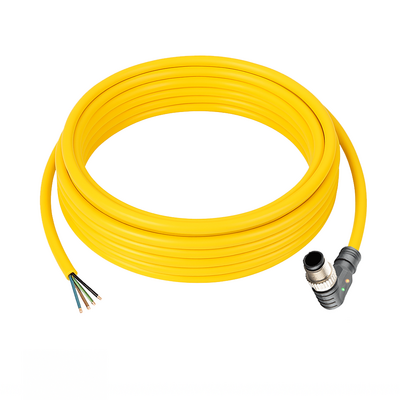 CB12.4-5.33/L/P ELCO SINGLE ENDED MICRO CABLE, 4 PIN M12 MALE ELBOW PUR YELLOW 22 AWG 5M PNP LED