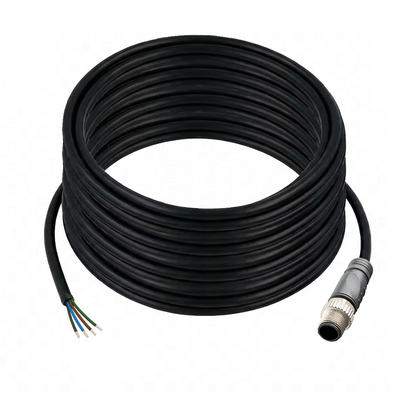 C12.4-15.32 ELCO SINGLE ENDED MICRO CABLE, 4 PIN M12 MALE STRAIGHT PVC BLACK 22 AWG 15M