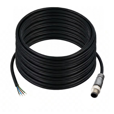 C12.4-20.32 ELCO SINGLE ENDED MICRO CABLE, 4 PIN M12 MALE STRAIGHT PVC BLACK 22 AWG 20M