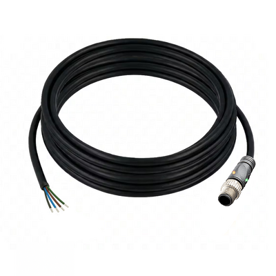 C12.4-5.32/L/P ELCO SINGLE ENDED MICRO CABLE, 4 PIN M12 MALE STRAIGHT PUR BLACK 22 AWG 5M PNP LED