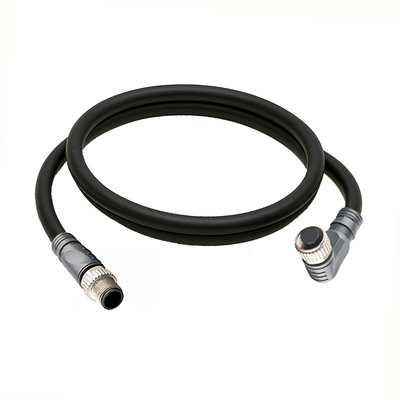 CBO12.5-1.32-C12.5/P ELCO DOUBLE ENDED PATCH CABLE, 5 PIN M12 F/M ELB/STR 1M PUR BLACK 22 AWG