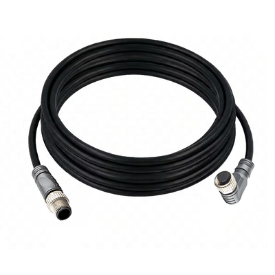 CBO12.5-5.32-C12.5/P ELCO DOUBLE ENDED PATCH CABLE, 5 PIN M12 F/M ELB/STR 5M PUR BLACK 22 AWG