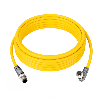 CBO12.4-5.33-C12.4/P ELCO DOUBLE ENDED PATCH CABLE, 4 PIN M12 F/M ELB/STR 5M PUR YELLOW 22 AWG