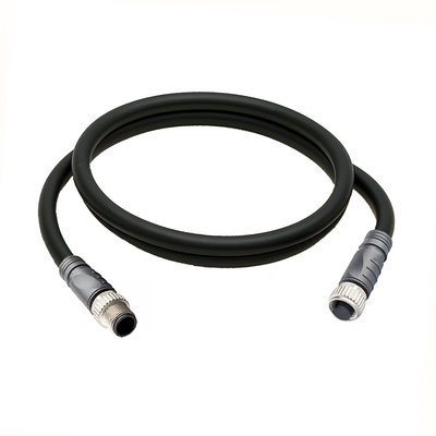 CO12.4-1.32-C12.4/P ELCO DOUBLE ENDED PATCH CABLE, 4 PIN M12 F/M STRAIGHT 1M PUR BLACK 22 AWG