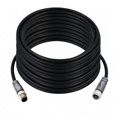 CO12.4-20.32-C12.4/P ELCO DOUBLE ENDED PATCH CABLE, 4 PIN M12 F/M STRAIGHT 20M PUR BLACK 22 AWG