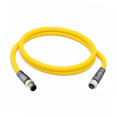 CO12.4-1.33-C12.4/P ELCO DOUBLE ENDED PATCH CABLE, 4 PIN M12 F/M STRAIGHT 1M PUR YELLOW 22 AWG