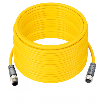 CO12.4-20.33-C12.4/P ELCO DOUBLE ENDED PATCH CABLE, 4 PIN M12 F/M STRAIGHT 20M PUR YELLOW 22 AWG