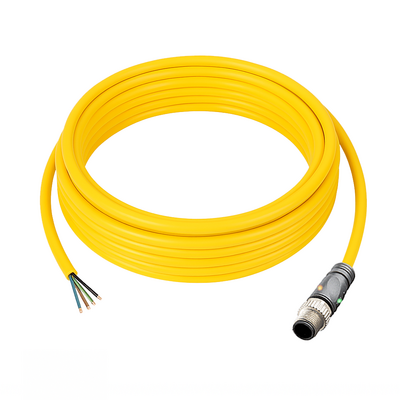 C12.4-5.33/L/P ELCO SINGLE ENDED MICRO CABLE, 4 PIN M12 MALE STRAIGHT PUR YELLOW 22 AWG 5M PNP LED