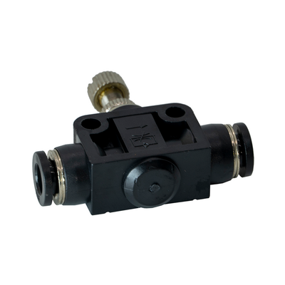 PA1/4 FLOFLEX FLOFLEX PLASTIC PUSH-IN PNEUMATIC FITTING, 1/4" TUBE INLINE - KNOB ADJUSTMENT