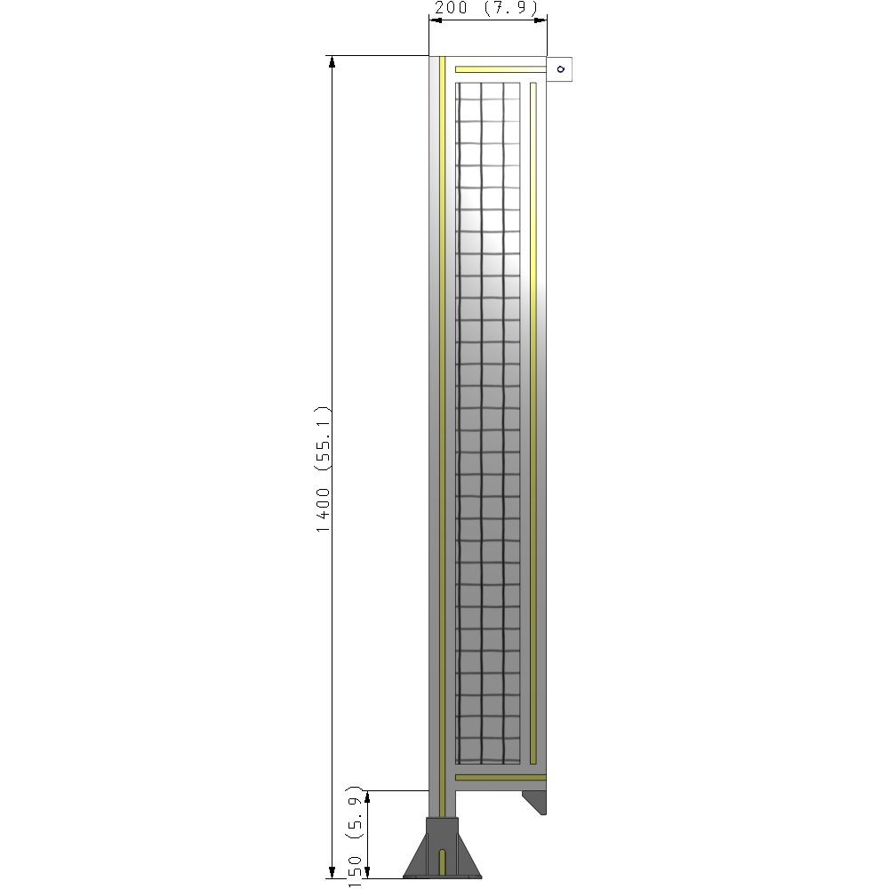 A1-1400-0200-0150-TYMFK SINGLE PANEL-LEG ON LEFT WITH TIE PLATES AND ANGLE 1400MM X 200MM 1" MESH, AS A KIT