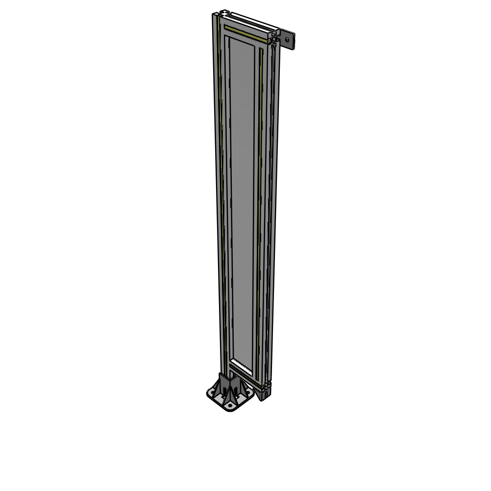 A1-1400-0200-0150-TYPFK SINGLE PANEL-LEG ON LEFT WITH TIE PLATES AND ANGLE 1400MM X 200MM 1/4" POLYCARBONATE, AS A KIT