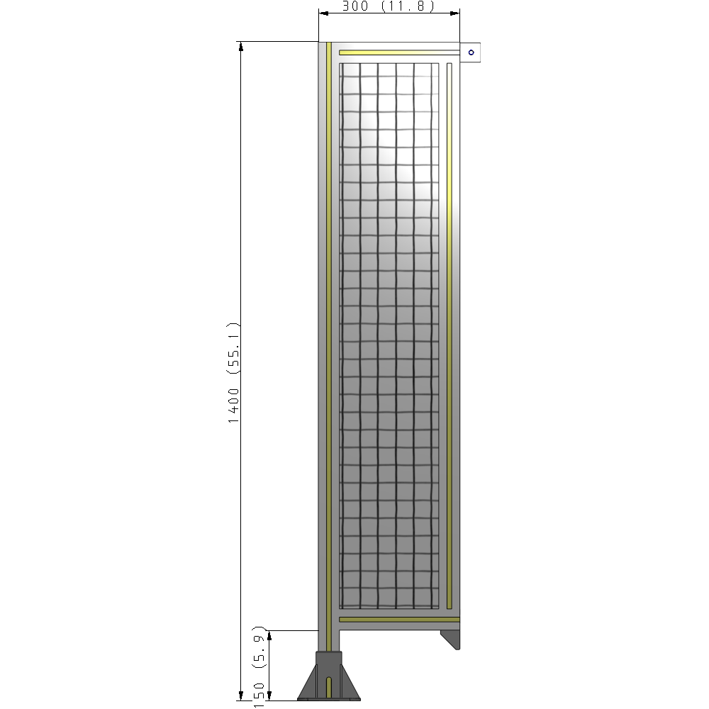 A1-1400-0300-0150-TYMFK SINGLE PANEL-LEG ON LEFT WITH TIE PLATES AND ANGLE 1400MM X 300MM 1" MESH, AS A KIT
