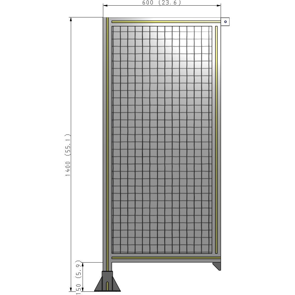 A1-1400-0600-0150-TYMFK SINGLE PANEL-LEG ON LEFT WITH TIE PLATES AND ANGLE 1400MM X 600MM 1" MESH, AS A KIT