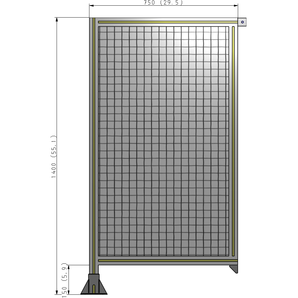 A1-1400-0750-0150-TYMFK SINGLE PANEL-LEG ON LEFT WITH TIE PLATES AND ANGLE 1400MM X 750MM 1" MESH, AS A KIT
