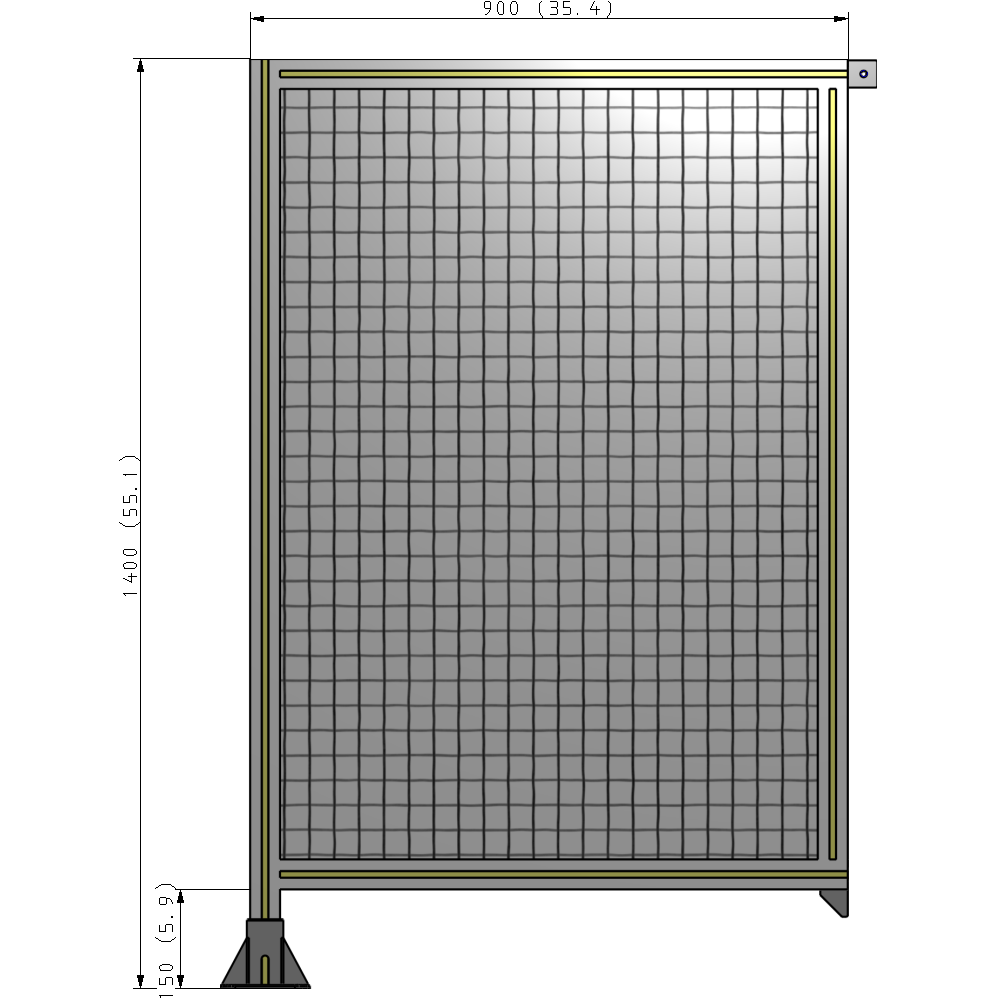 A1-1400-0900-0150-TYMFK SINGLE PANEL-LEG ON LEFT WITH TIE PLATES AND ANGLE 1400MM X 900MM 1" MESH, AS A KIT