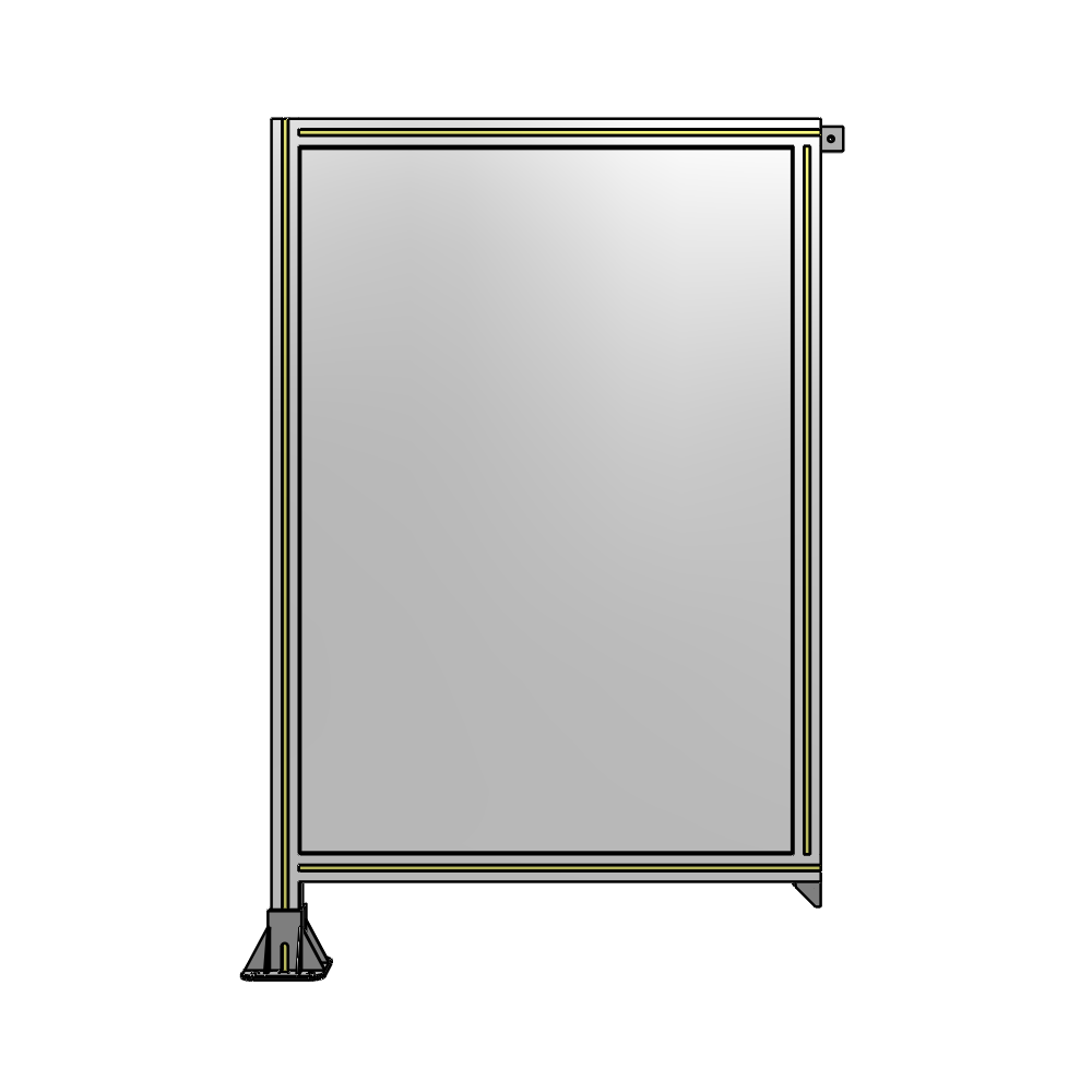 A1-1400-0900-0150-TYPFA SINGLE PANEL-LEG ON LEFT WITH TIE PLATES AND ANGLE 1400MM X 900MM 1/4" POLYCARBONATE, ASSEMBLED