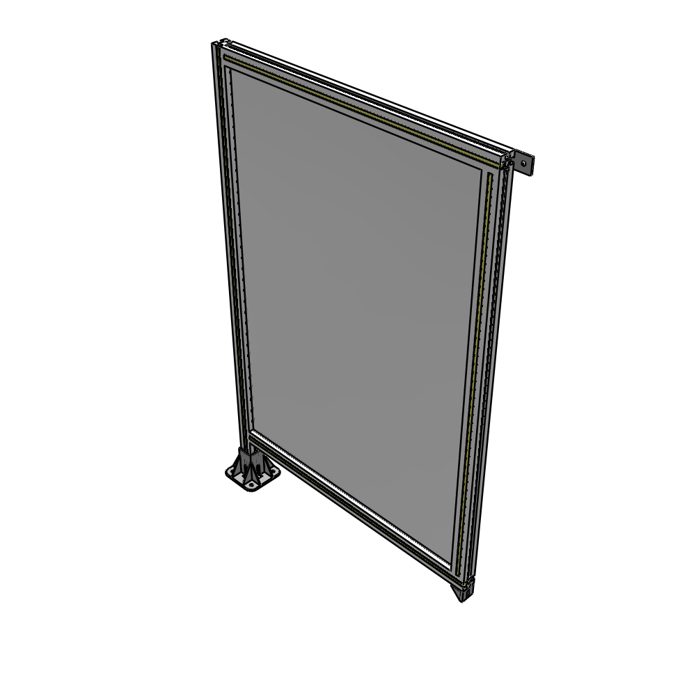 A1-1400-0900-0150-TYPFA SINGLE PANEL-LEG ON LEFT WITH TIE PLATES AND ANGLE 1400MM X 900MM 1/4" POLYCARBONATE, ASSEMBLED