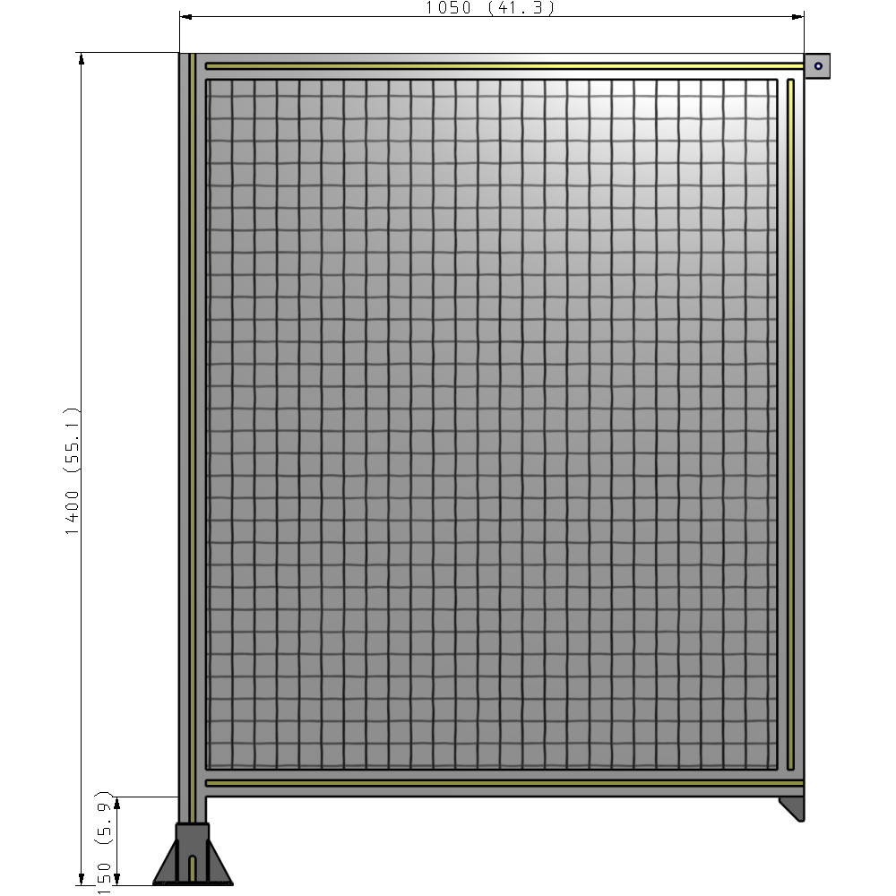 A1-1400-1050-0150-TYMFA SINGLE PANEL-LEG ON LEFT WITH TIE PLATES AND ANGLE 1400MM X 1050MM 1" MESH, FULLY ASSEMBLED