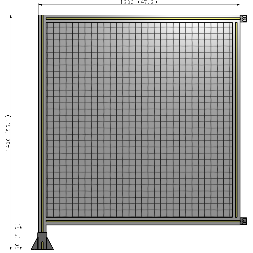 A1-1400-1200-0150-HYMFA SINGLE PANEL-LEG ON LEFT WITH HINGES 1400MM X 1200MM  1" MESH, FULLY ASSEMBLED