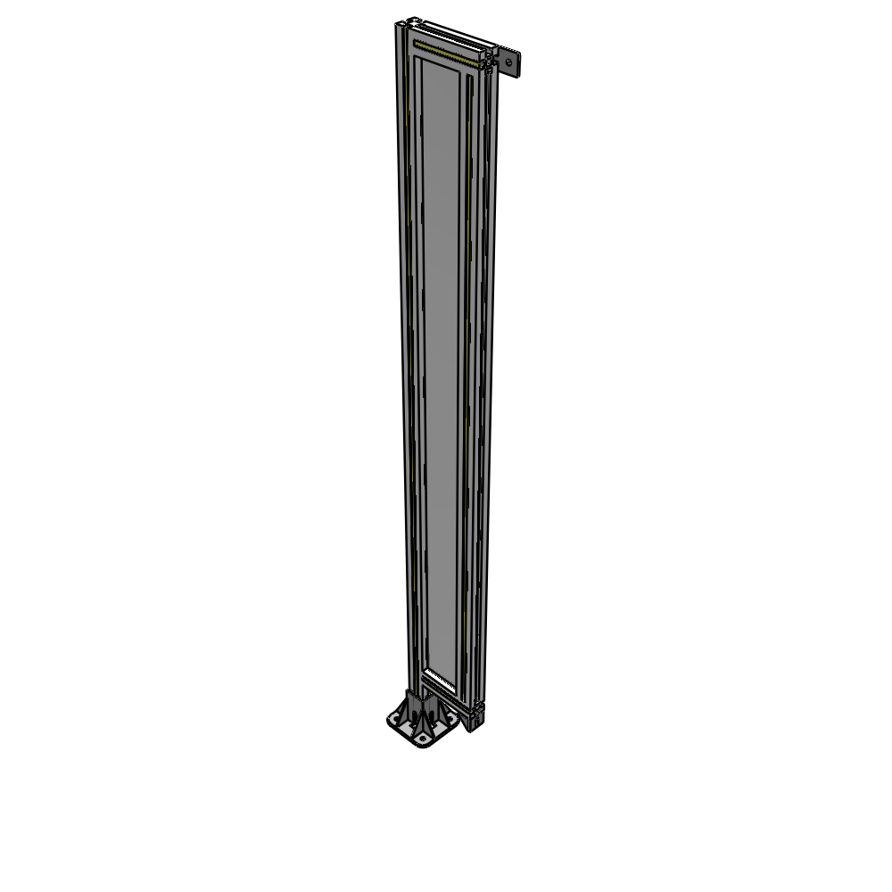 A1-1700-0200-0150-TYPFA SINGLE PANEL-LEG ON LEFT WITH TIE PLATES AND ANGLE 1700MM X 200MM 1/4" POLYCARBONATE, ASSEMBLED
