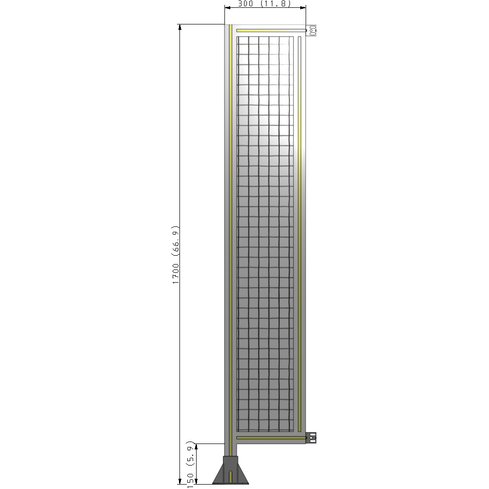 A1-1700-0300-0150-HYMFA SINGLE PANEL-LEG ON LEFT WITH HINGES 1700MM X 300MM 1" MESH, FULLY ASSEMBLED