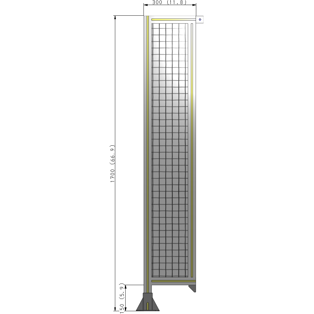 A1-1700-0300-0150-TYMFA SINGLE PANEL-LEG ON LEFT WITH TIE PLATES AND ANGLE 1700MM X 300MM 1" MESH, FULLY ASSEMBLED