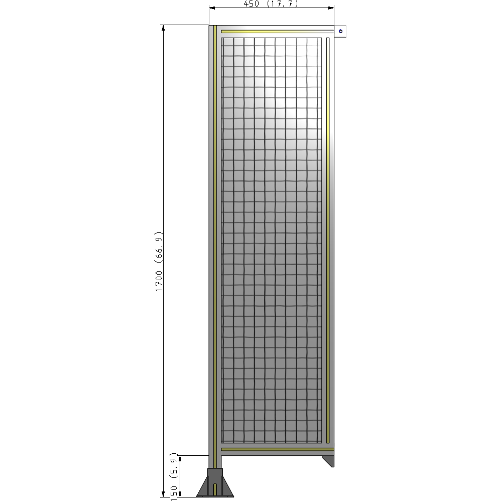 A1-1700-0450-0150-TYMFA SINGLE PANEL-LEG ON LEFT WITH TIE PLATES AND ANGLE 1700MM X 450MM 1" MESH, FULLY ASSEMBLED