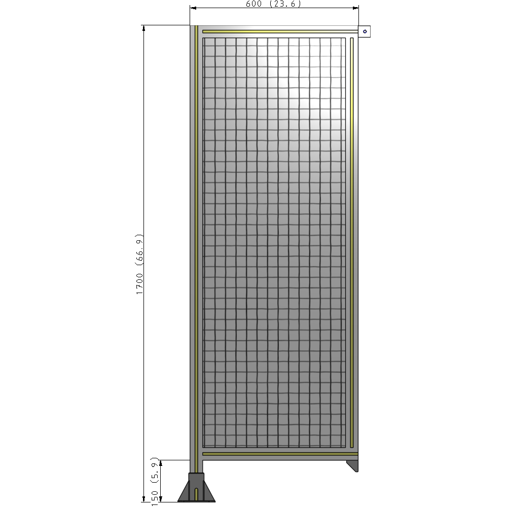 A1-1700-0600-0150-TYMFK SINGLE PANEL-LEG ON LEFT WITH TIE PLATES AND ANGLE 1700MM X 600MM 1" MESH, AS A KIT