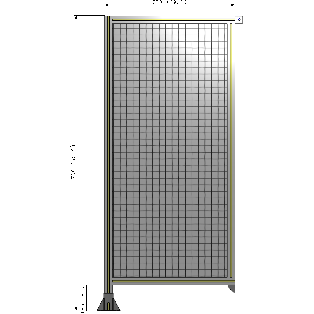 A1-1700-0750-0150-TYMFK SINGLE PANEL-LEG ON LEFT WITH TIE PLATES AND ANGLE 1700MM X 750MM 1" MESH, AS A KIT