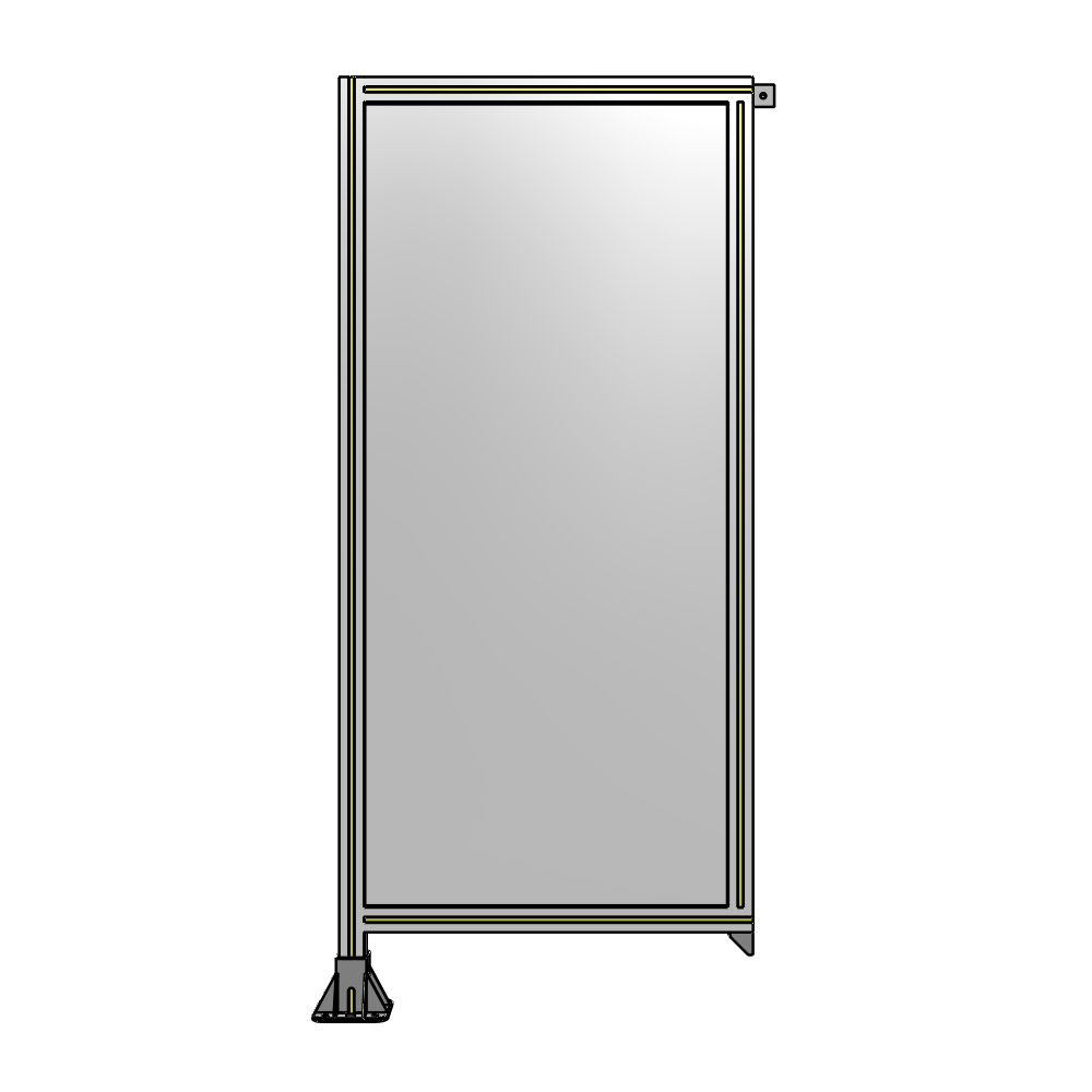 A1-1700-0750-0150-TYPFA SINGLE PANEL-LEG ON LEFT WITH TIE PLATES AND ANGLE 1700MM X 750MM 1/4" POLYCARBONATE, ASSEMBLED