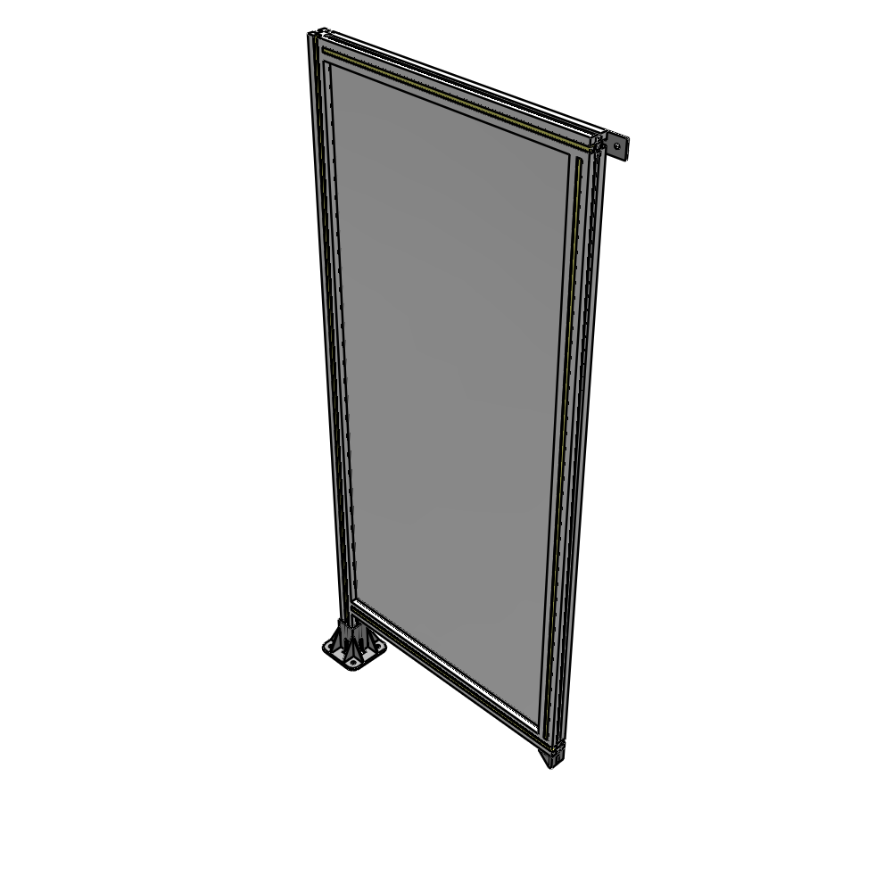 A1-1700-0750-0150-TYPFA SINGLE PANEL-LEG ON LEFT WITH TIE PLATES AND ANGLE 1700MM X 750MM 1/4" POLYCARBONATE, ASSEMBLED