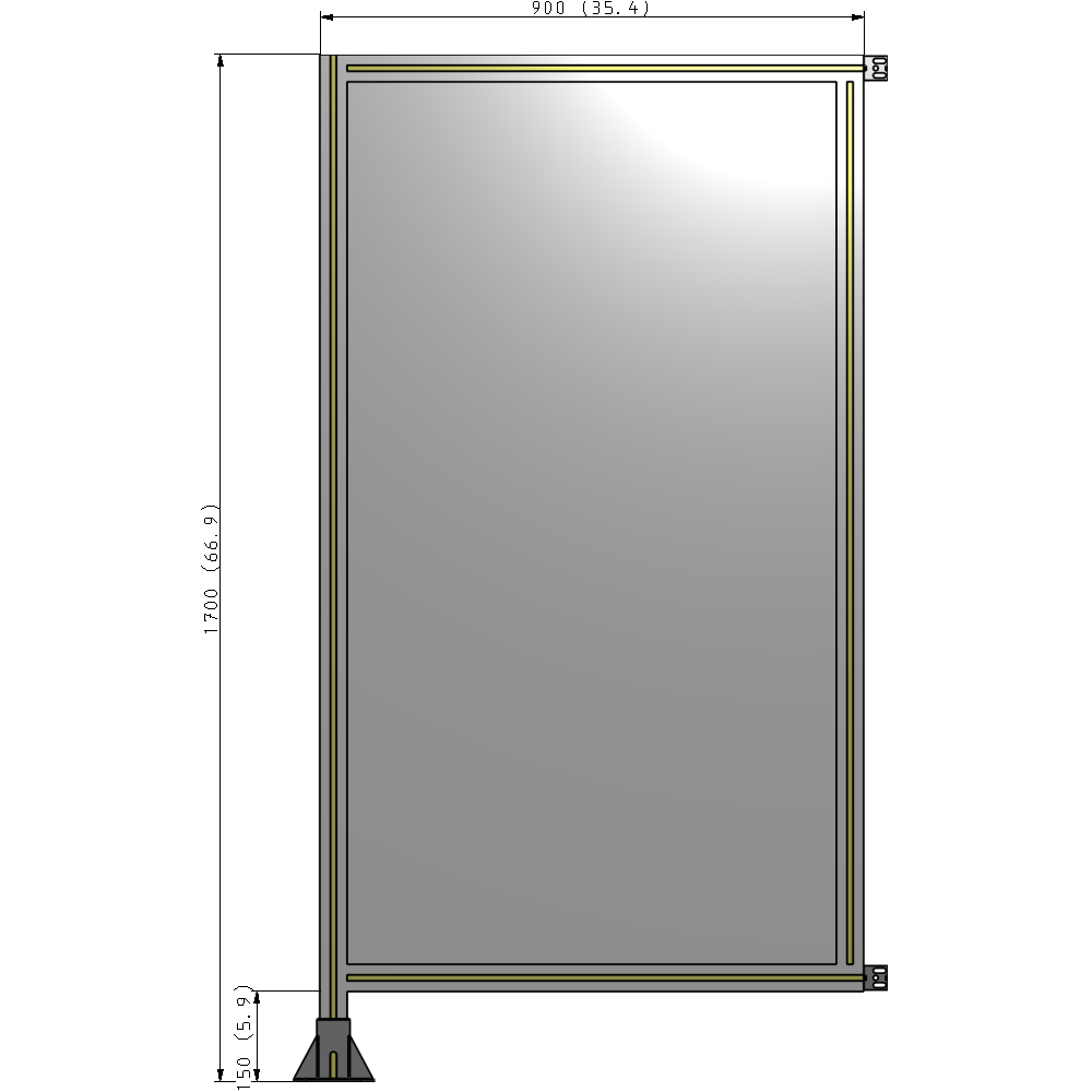 A1-1700-0900-0150-HYPFK SINGLE PANEL-LEG ON LEFT WITH HINGES 1700MM X 900MM 1/4" POLYCARBONATE, AS A KIT