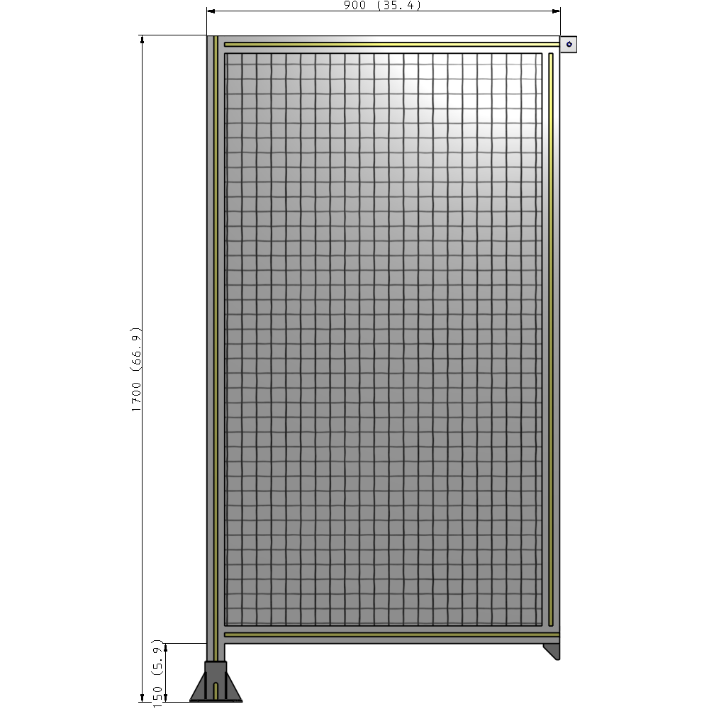 A1-1700-0900-0150-TYMFA SINGLE PANEL-LEG ON LEFT WITH TIE PLATES AND ANGLE 1700MM X 900MM 1" MESH, FULLY ASSEMBLED
