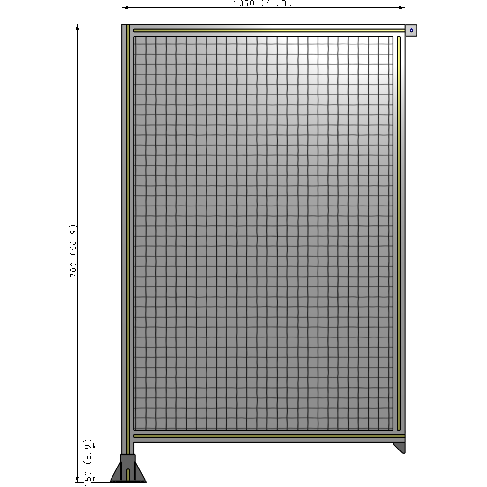 A1-1700-1050-0150-TYMFA SINGLE PANEL-LEG ON LEFT WITH TIE PLATES AND ANGLE 1700MM X 1050MM 1" MESH, FULLY ASSEMBLED