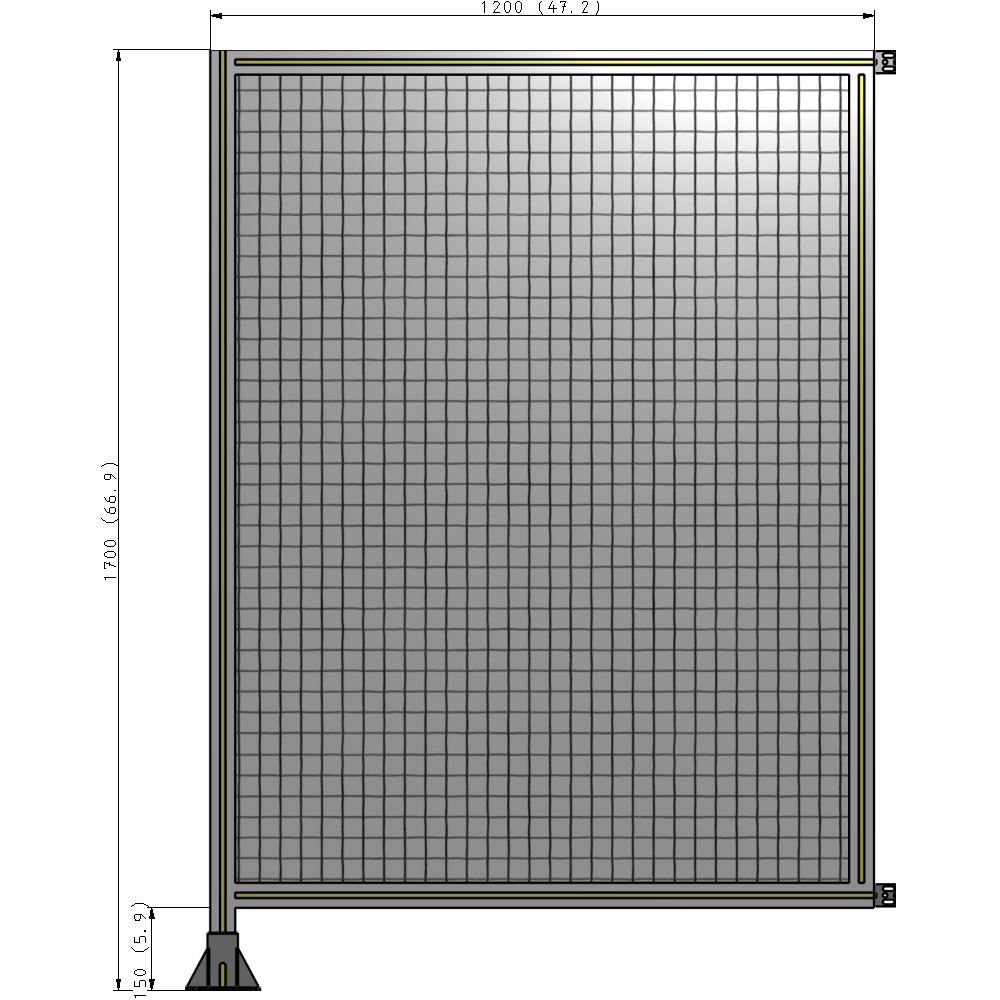 A1-1700-1200-0150-HYMFA SINGLE PANEL-LEG ON LEFT WITH HINGES 1700MM X 1200MM 1" MESH, FULLY ASSEMBLED