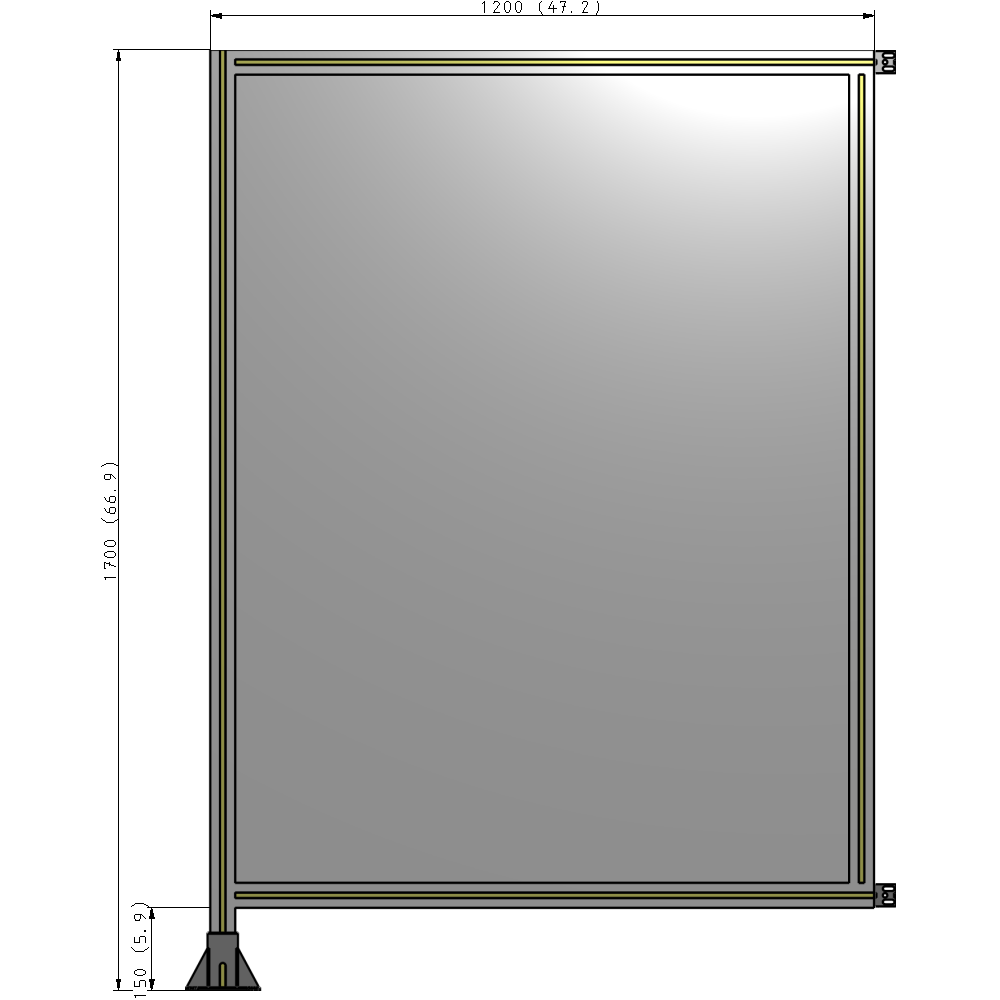 A1-1700-1200-0150-HYPFK SINGLE PANEL-LEG ON LEFT WITH HINGES 1700MM X 1200MM 1/4" POLYCARBONATE, AS A KIT